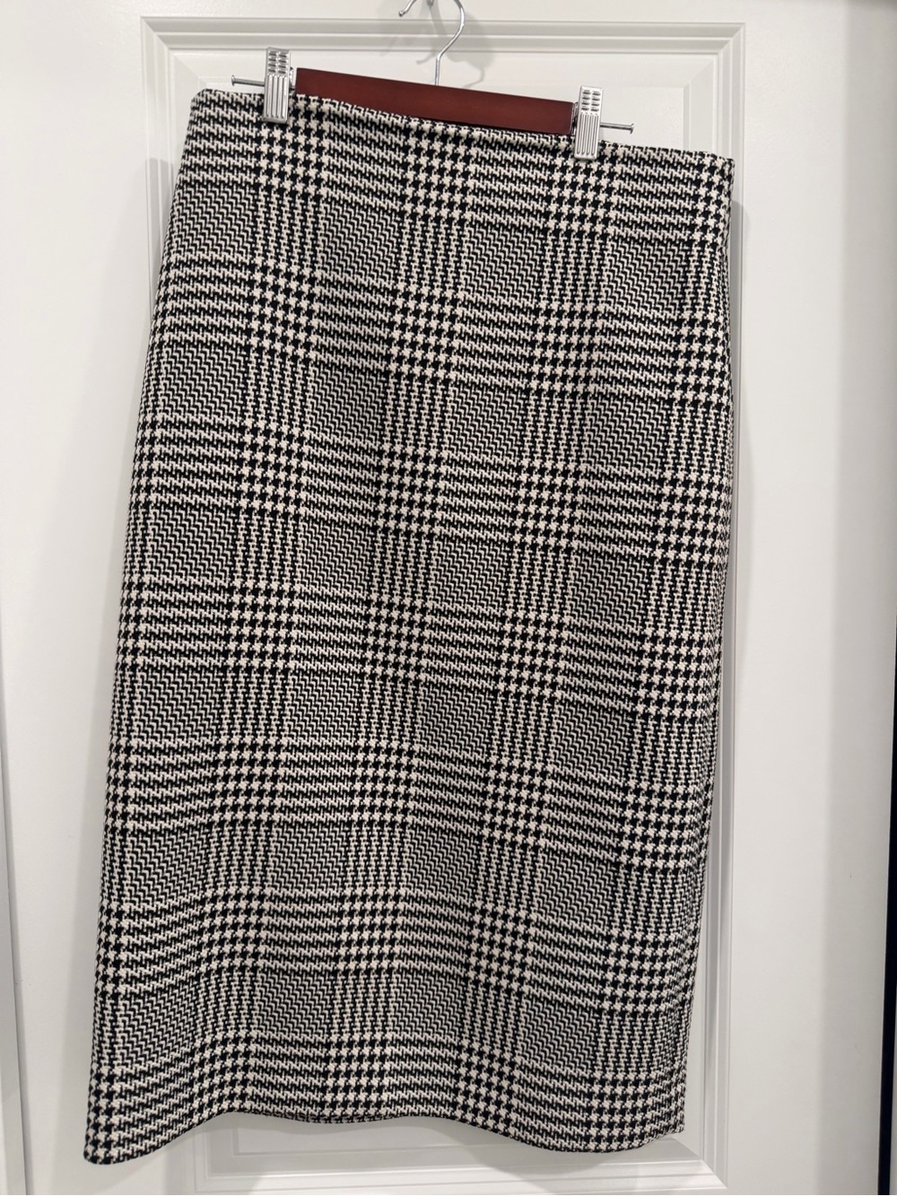 Zara Black and White Checked Midi Skirt